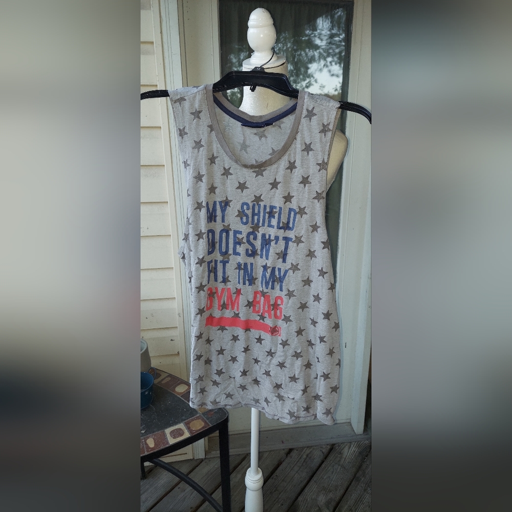 Womans Marvel Captain America Burnout Graphic Muscle T Shirt Top Size Medium